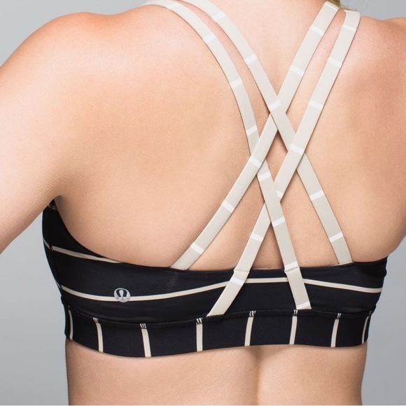 Lululemon Energy Bra in Cayman Stripe & Mojave Tan, Size 8 - Picture 2 of 8